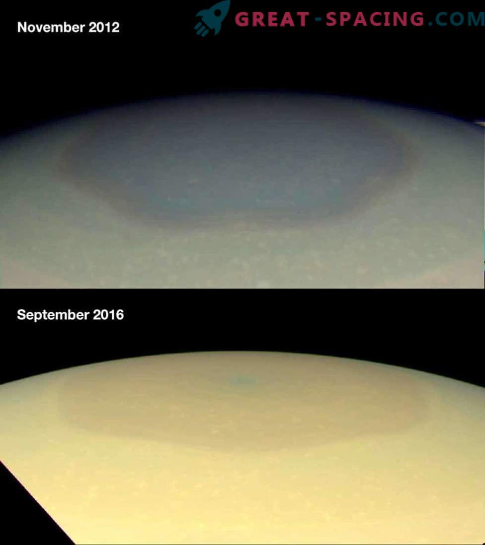 Касини покажува промени во масивните поларни вителства на Сатурн.