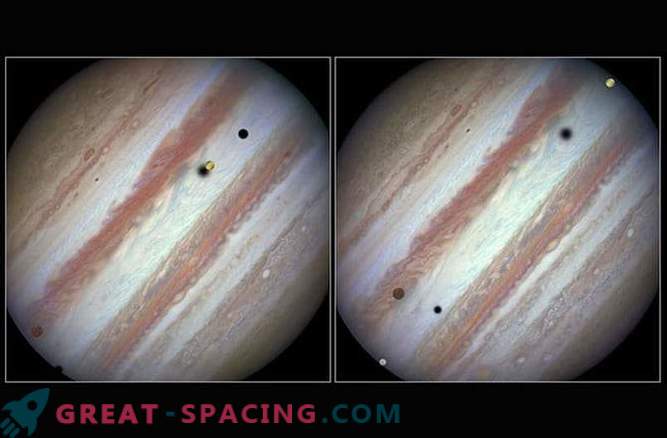 Хабл создаде прекрасна слика за транзитот на три сателити од Јупитер