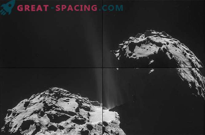 Розета виде струи на пареата што бега од површината на кометата Чурюмов-Герасименко